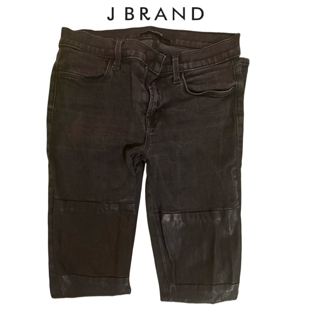 J Brand Erica dark skinny jeans with leather detail